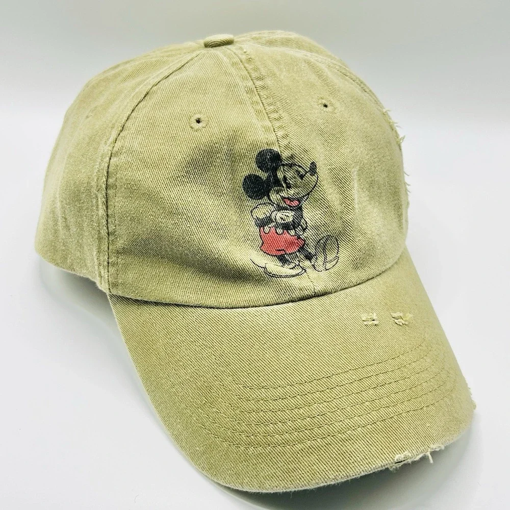Mickey Mouse Unbranded Character DIstressed Hat Cap Adjustable Strapback Green